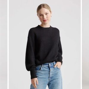 Quince baby alpaca crew neck sweater, black, small